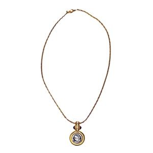 Gold and Blue Vintage coin necklace